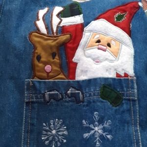 Womens jacket over shirt Denim Cotton Jean Santa Claus Christmas b40
